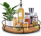 Lazy Susan Turntable Organizer for Cabinet Pantry Kitchen Countertop Refrigerator Cupboard, Pine Wood (Carbonized Black, 14“)