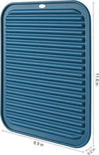 HOTEC BPA Free Silicone Trivets for Hot pots and Pans, 446℉ Heat Resistant for Kitchen Counter Dish Drying Mat, Set of 2 Classic Blue