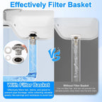 Universal 4 in 1 Bathroom Sink Drain Strainer with Removable Filter Basket, Pop Up Pure Copper Bathroom Sink Stopper, Anti-Clogging Bathroom Drain Stopper Sink Plug (Brushed Nickel)