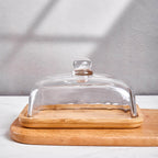 butter dish with lid, glass airtight lid keeps butter soft, for countertop and refrigerator. Widened design to fit all butters. Covered butter dishes with, Made of glass and bamboo.