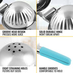 Zulay Lemon Squeezer Stainless Steel with Premium Heavy Duty Solid Metal Squeezer Bowl and Food Grade Silicone Handles - Large Manual Citrus Press Juicer and Lime Squeezer Stainless Steel (Blue)