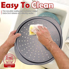 Unokit Pizza Pan for Oven - 13" 2PCS Round Carbon Steel Pizza Pan, Non-Stick Pizza Tray with Perforated Holes and Grip Handles, Dishwasher Safe, Grey