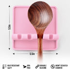Zulay Kitchen Silicone Utensil Rest with Drip Pad for Multiple Utensils - BPA-Free, Heat-Resistant Spoon Rest & Spoon Holder for Stove Top - Kitchen Utensil Holder for Ladles & Tongs - Pink