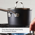 KitchenAid Hard Anodized Induction Nonstick Saucepan with Lid, 2 Quart, Matte Black