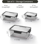 Eclirgan Food Containers with Lids/Lock,Rectangle Food Container Set with Leakproof/BPA Free,Clear Freezer Storage Set for Lunch/pantry/Travel/Deli Food(16/33/67 OZ)