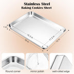 E-far Stainless Steel Baking Sheet, 16” x12” x 1” Baking Cookie Sheet Pan for Oven, Non-toxic Metal Trays for Baking Cake Cookie, Healthy & Rust Free, Mirror Finish & Dishwasher Safe, 1 Pack