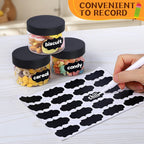 72pcs 4 oz Plastic Containers with Lids Labels Leak Proof BPA Free Airtight Refillable Clear Small Containers Storage Jars for Storing Dry Food Slime Honey Jam,black