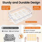 SJ Silicone Mini Loaf Pans with Metal Reinforced Frame-2 Pack, Non-stick Silicone Mini Bread Loaf Pans for Baking 8-Cavity, Tiny Banana Bread Set, Dishwasher Safe Brownie Pan-Cream