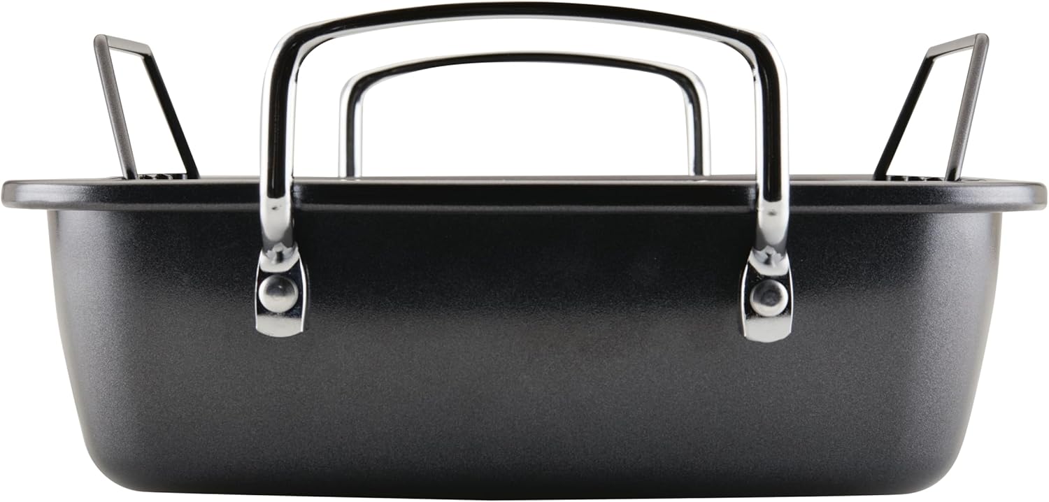 Circulon Ultra Lasting Nonstick Roaster/Roasting Pan with Easy Serve Rack, 17 Inch x 13 Inch, Black