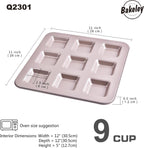 Financier Cake Pan, 9-Cavity Non-Stick Square Muffin Pan Biscuits Cookies Bakeware for Oven Baking (Champagne Gold)