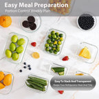 GENICOOK 30 Pieces Glass Food Storage Containers with Snap Locking Lids,Glass Meal Prep Containers Set - Airtight Lunch Containers, Microwave, Oven, Freezer and Dishwasher White