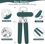 10 Colors Can Opener Manual Handheld Heavy Duty Hand Can Opener Smooth Edge Stainless Steel Can Openers Top Lid Kitchen Gadgets, Best Large Rated Easy Turn Knob, with Bottle Opener, Emerald