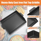 Universal Cast Iron Cooking Griddle Insert,Pre-Seasoned Nonstick Coating Griddle Pan for Gas Grill,BBQ Flat Top Grill Plate with High Sidewalls for All Grills and 4 Burner Range Oven,18.5"x14"