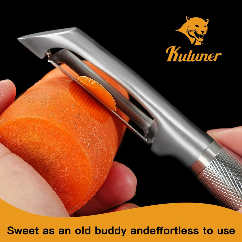 I-Type Vegetable Peeler, Silver Chrome Finish, 304 Stainless Steel Blade, Ultra Sharp Potato Peeler for Apples, Carrots, Heavy Duty Kitchen Peeler