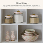 MACKENZIE-CHILDS Enamel Everyday Bowl, Serving Bowl for Entertaining, Extra-Large, Pink-and-White Rosy Check, Set of 1
