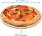 Pizza Stone for Oven, Grill, BBQ - Round 5/8 Inch Extra Thick Baking Stone w/Safe & Even Heating - XL 16.5" Pan for Crispy Crust, Made of Heavy Duty Cordierite can Withstand 550+ Degrees Fahrenheit