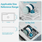 Dish Drying Rack Kitchen - Dish Racks for Kitchen Counter Space-Saving, Dish Drainer with Automatic Drain and Adjustable Spout, Dishwasher Rack with Cutlery Holder, Easy to Install, White