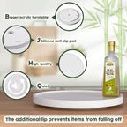 White Lazy Susan for Table, 12 Inch Non-Skid Bamboo Turntable Organizer for Salt Pepper Spices and Olive Oil Next to Stove, Wooden Lazy Susan Organizer for Kitchen Countertop Organizer