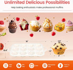 Silicone Muffin Pans for Baking 1 Pack, 2.8 Inch with Metal Reinforced Frame, Regular Size Nonstick Silicone Cupcake Pan 12 Cups for Baking Homemade Muffins, Cupcakes, Dishwasher Safe BPA Free