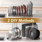 ORDORA Pots and Pans Organizer under Cabinet with Pan Holder: Expandable 11.8"-22.8" Kitchen Cabinet Organizer Rack, 12 Adjustable Dividers Storage for Cookie Sheets, Cutting Boards & Lid, Silver