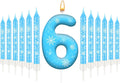 13PCS White and Blue Frozen Themed Party Birthday Candles Set - Blue Number Candles Snowflake Themed Decorations, Girls Party Supplies(Number 6)