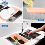 LASSHSWA Collapsible Colander and Strainer for Kitchen, Over the Sink Strainer Basket for Kitchen, Fruit Pasta Food Strainer Expandable Plastic Colander with A Sink Drain Strainer Stainless Steel