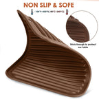 4 Pack Silicone Trivets for Hot Dishes Large 446°F Heat Resistant Pot Holder Hot Pads for Kitchen 9'' x 12' Brown Silicone Trivet Mat for Hot Pots and Pans, Jar Opener, Drying Mat