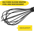 NileHome Upgrade Silicone Whisk Set 8" 10" 12" Kitchen Whisk Kitchen Wisk Wire Whisks for Cooking, Whisking, Blending, Beating, Stirring-Black