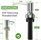 Soap Dispenser for Kitchen Sink, Kitchen Sink Soap Dispenser with 17 OZ Bottle, Refill from The Top Bar, Longer Threaded Shaft Shank, Wide Pump Head Base (Chrome)