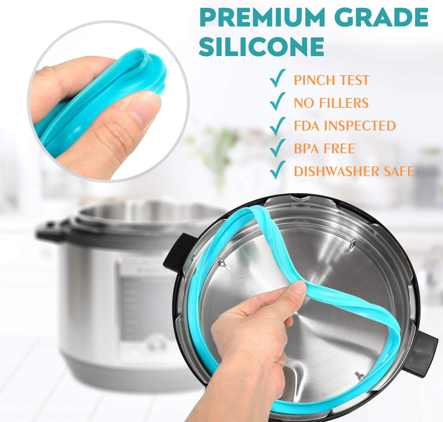 8Qt Silicone Sealing Ring with Steam Release Valve (3-Pack) - Dishwasher Safe Replacement Gasket Fits Select Instant Pot 8Qt Models (Ultra, Viva, Duo Plus, IP-DUO80, IP-LUX80).