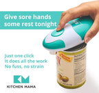 Kitchen Mama Auto Electric Can Opener: Safe, Easy with One Touch, Smooth Edge, Battery Operated, Cordless, Automatic Can Opener for Seniors with Arthritis, Hand Free Appliances, YES YOU CAN (Teal)