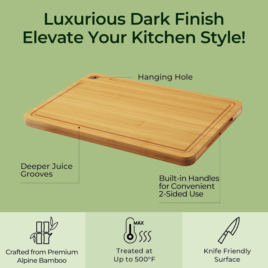 4-Pcs Natural Wood Cutting Board Set Kitchen Tools with Juice Groove, Wooden Chopping Board for Meat, Fruit, Vegetables & Cheese (Pre Oiled, Natural)