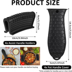 8 Pack Silicone Hot Handle Holder Cover Cast Iron Handle Cover Silicone Pot Holders Heat Resistant Assist Pan Handle Sleeve Non-Slip Pot Handle Covers for Cast Iron Skillet Metal Pan