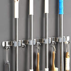 Broom Mop Holder Wall Mount Stainless Steel Tool Hanger Storage Organizer for Home, Kitchen, Garage, Garden, Laundry Room, Bathroom Organization and Storage(4 Racks 5 Hooks)