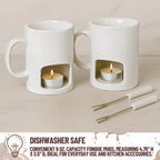 Evelots Fondue Pot Set for Chocolate, Cheese, Candy (2 Pack) Mini Ceramic Fondue Mugs Gift Set with 4 Forks & 8 Candles - Great for Date Night Birthday & Wedding Gifts