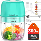 Rechargeable Portable and Cordless Mini Food Processor 300ML with Stainless Steel Blade, Electric Garlic Chopper Vegetable Chopper Blender for Nuts Chili Onion Minced Meat and Spices BPA-Free(Green)