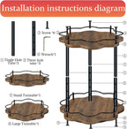 2 Tier Lazy Susan Organizer,2-Tier Spinning Spice Rack with Stable Carousel Base & 4 Height Settings for Cupboard Kitchen Countertop Dining Table Cupboard (Two-Ply(Petal Shape))