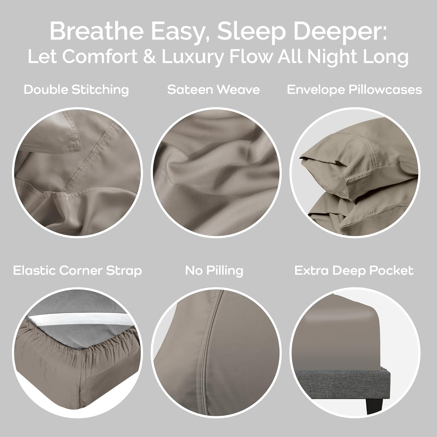 100% Viscose from Bamboo Sheets Queen Size, Super Soft Bedding Set, 4PC Cooling Sheets for Hot Sleepers, Vegan Silk Moisture Wicking, Organically Grown Bedsheet, Sand - 60" x 80"