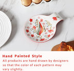 Hand Painted Spoon Rest, 5.5" Ceramic Spoon Holder for Stove Top and Kitchen Counter, Red Spring Bird Utensil Rest, Great Cooking Gifts for Bird Lover/Friend, Modern Kitchen Decorative