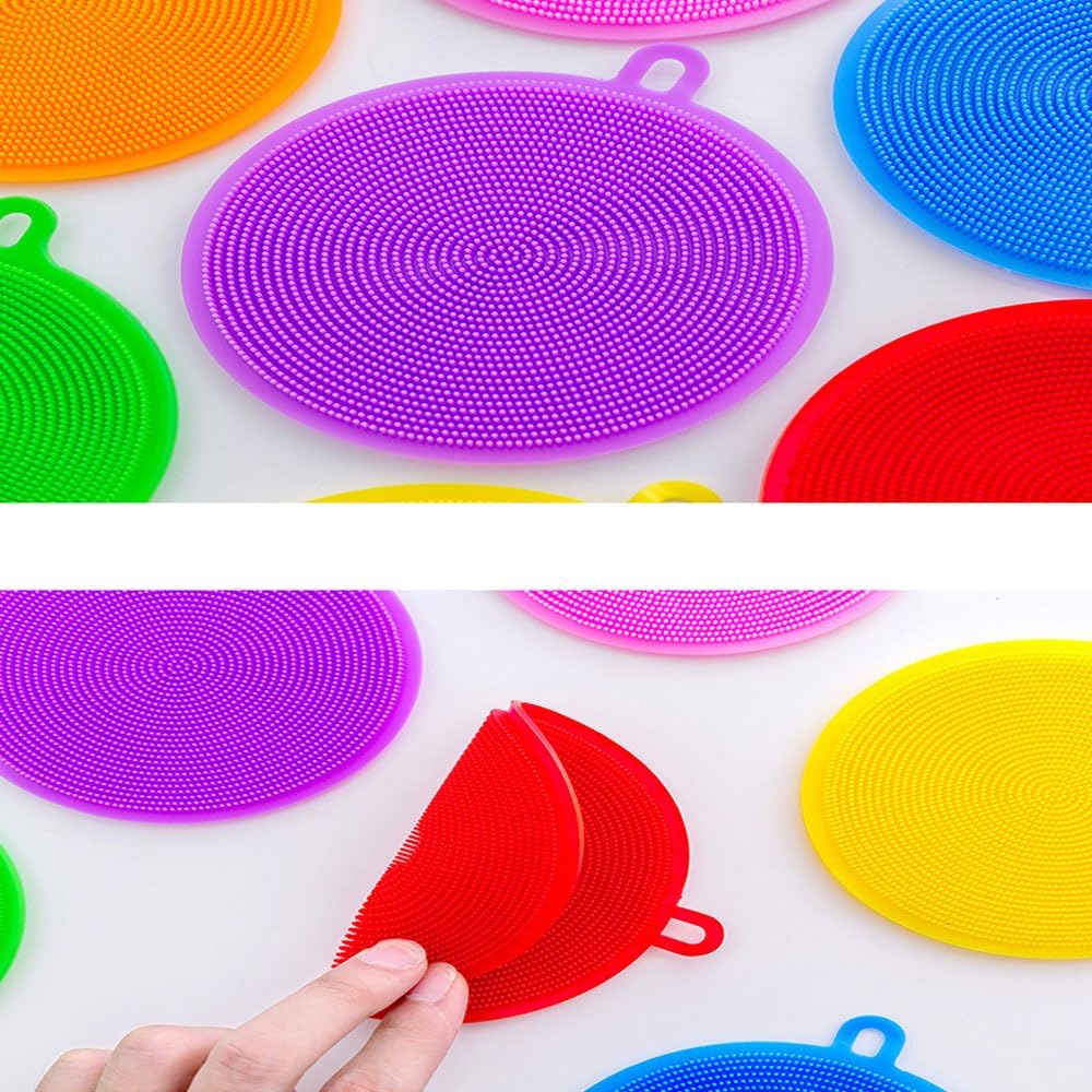 7 PCS Silicone Dish Scrubber, Kitchen Sponges, Silicone Sponge,Dish Brush, Dish sponges, Silicone Sponge Dish Sponges, Kitchen Sponge Double Sided Cleaning Sponges (blue)