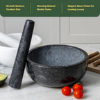 Koville Granite Mortar and Pestle Set, 8" Extra Large Grinder Bowl for Guacamole, Salsa, Pill Crusher, Spice, Herb, Garlic, Nut, Heavy Duty Grinder for Kitchen