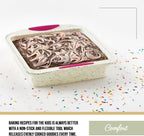 Trudeau 8x8in Confetti Silicone Cake Pan – Reinforced Hybrid of Flexible Silicone and Hard Lining for Shape Stability – Nonstick, BPA Free, Oven Safe to 428°F, and Dishwasher Safe