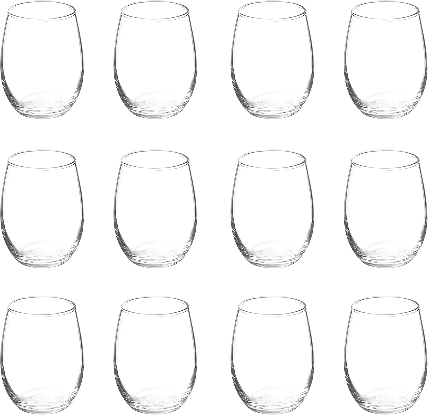 DISCOUNT PROMOS Stemless Wine Glasses by ARC 5.5 oz. Set of 12, Bulk Pack - Perfect for Hotel, Bar, Restaurant or Lounge - Clear