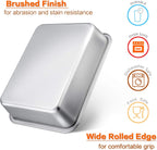 Lasagna Pan Set of 2, E-far Rectangular Deep Cake Baking Pans, Small Roaster Baking Dish Stainless Steel, 10.6x8.3x3.2 Inches, Non-Toxic & Heavy Duty, Dishwasher Safe