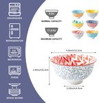 Ceramic Dessert Bowls Set - 12 Oz Small Cereal Bowls 4.75 Inch Ice Cream Bowl for Fruit, Snack, Side Dishes, Dipping Sauce - Microwave Dishwasher Safe - Set of 6 - Assorted Colors