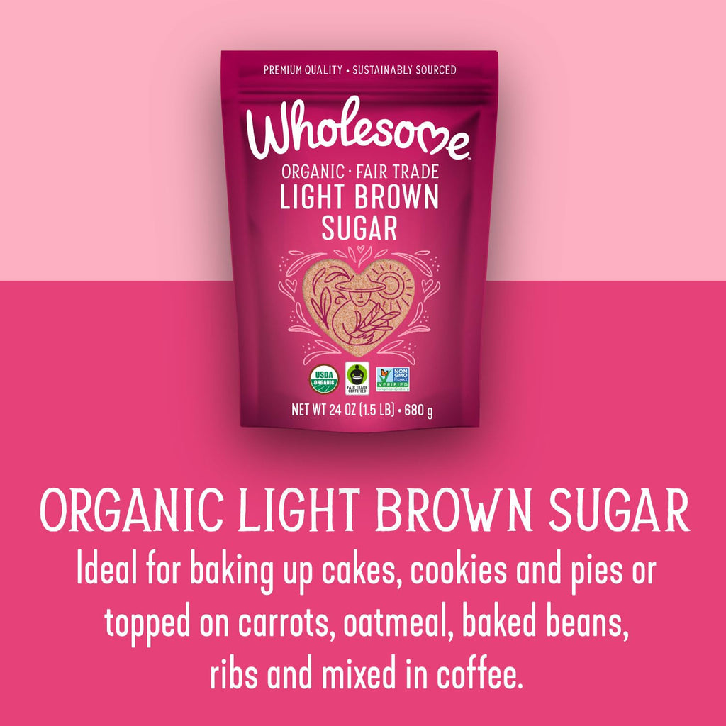 Wholesome Fair Trade Organic Light Brown Sugar, 64oz, 1-Pack
