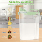 Rice Storage Container, Cereal Containers Storage, Dry Food Airtight Dispenser BPA Free, Clear Plastic Kitchen and Pantry Organization Bin (1, Avocado Green, 5.28Qt)