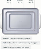 Caraway Non-Stick Ceramic Baking Sheet Trio - Naturally Slick Ceramic Coating - Non-Toxic, PTFE & PFOA Free - 18 x 13" Large, 15 x 10" Medium, & 9" x 13" Small - Perracotta