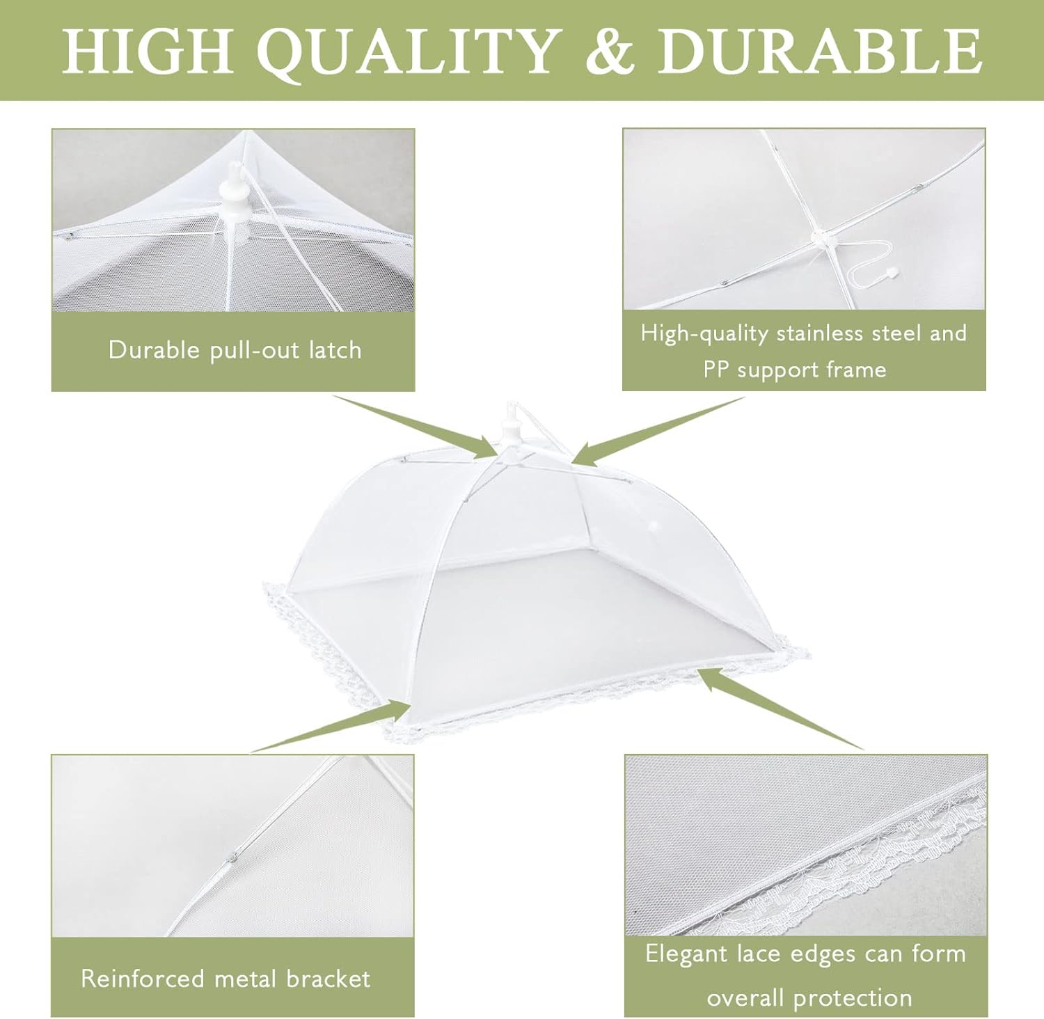 Food Covers Food Tent for Outside Mesh to Keep Bugs away, 2 Extra Large Size (40” x 24”) Reusable Collapsible Food Nets including Carry Bag,Ideal for Picnic Party BBQ Wedding Fruit