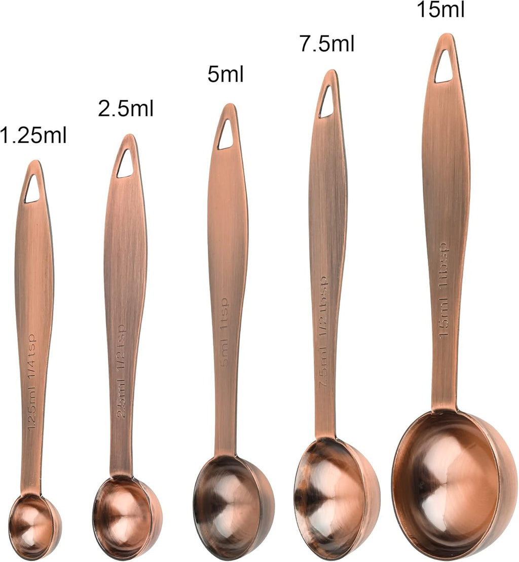 Smithcraft Measuring Cups and Spoons Set, 12 Pieces Stainless Steel Measuring Cup Set, Metal Copper Measuring Cups Spoons, Dry & Liquid Kitchen Measure Cup Spoon & Leveler & Measure Equivalents